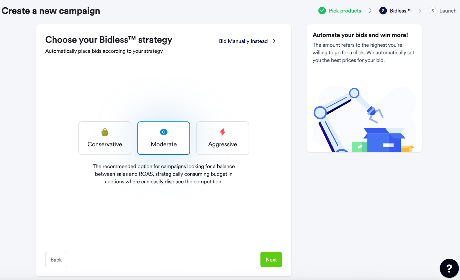 Screenshot of the user interface displaying for index functionality.
