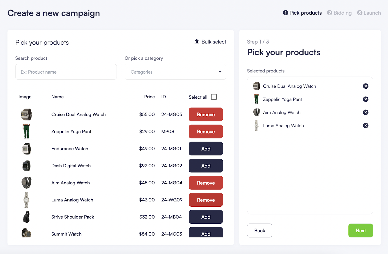 Page layout showing for index functionality.