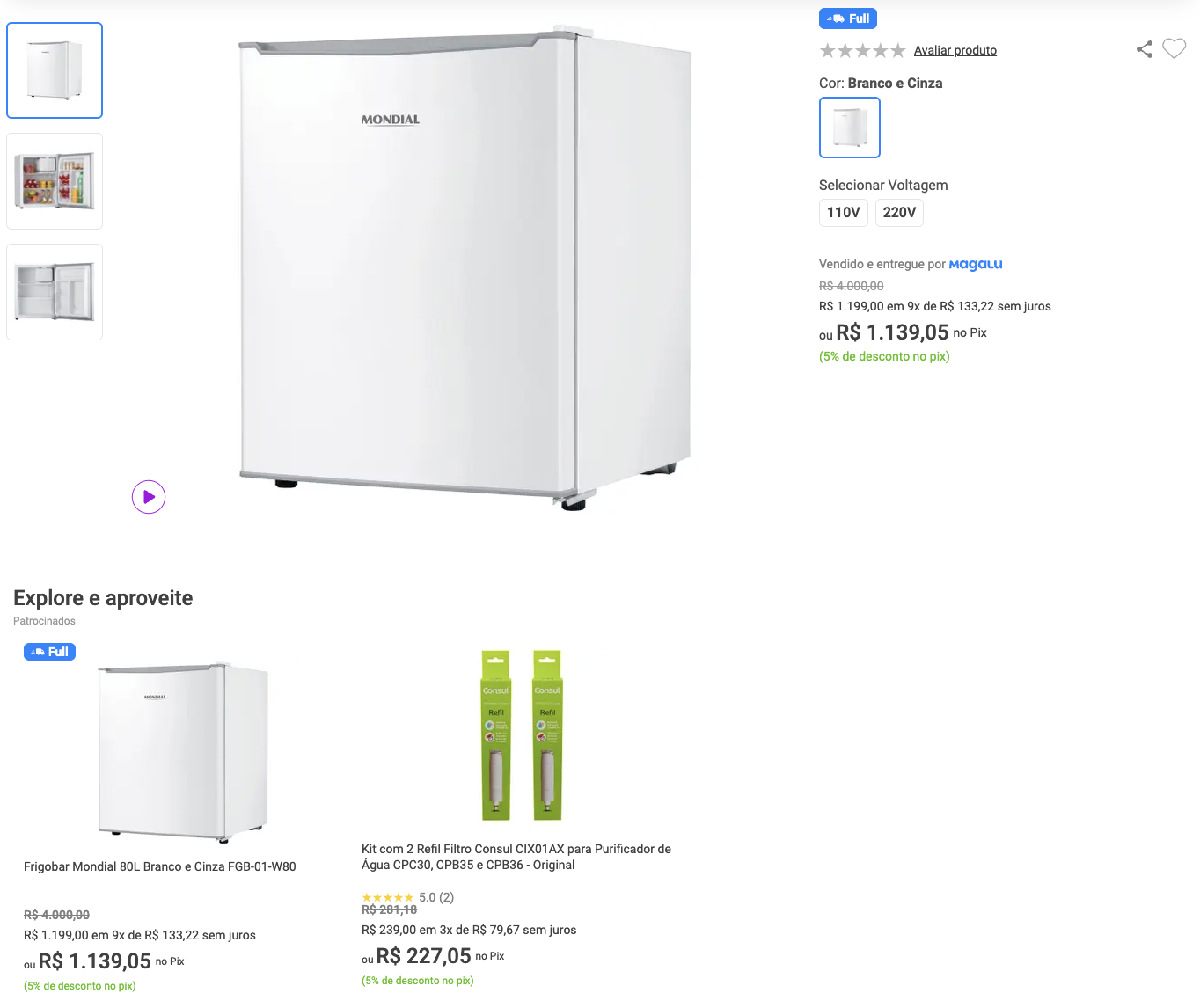 Screenshot showing sponsored products in a carousel format demonstrating sponsored listing placement options.