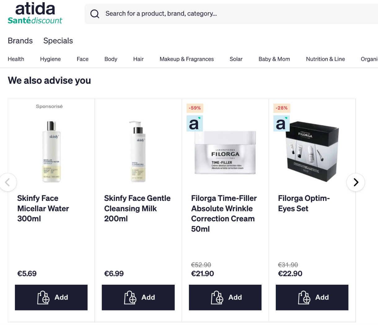 Screenshot showing demonstrating sponsored listing placement options.