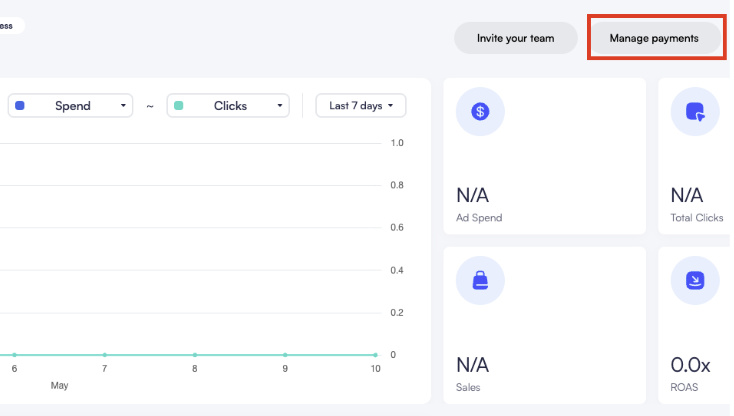 Screenshot of managing payments.