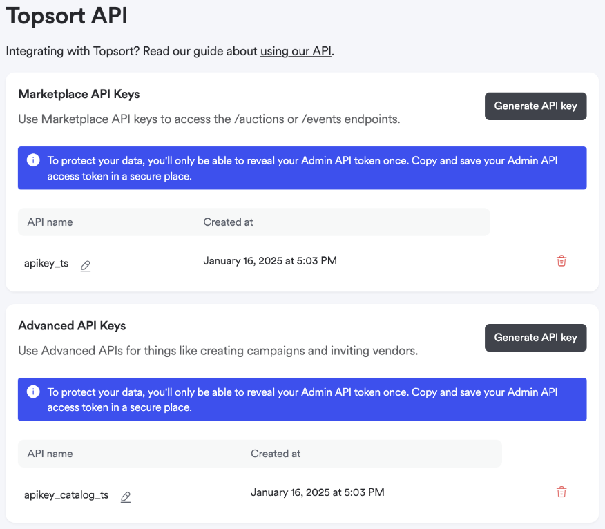 Create your API Keys.