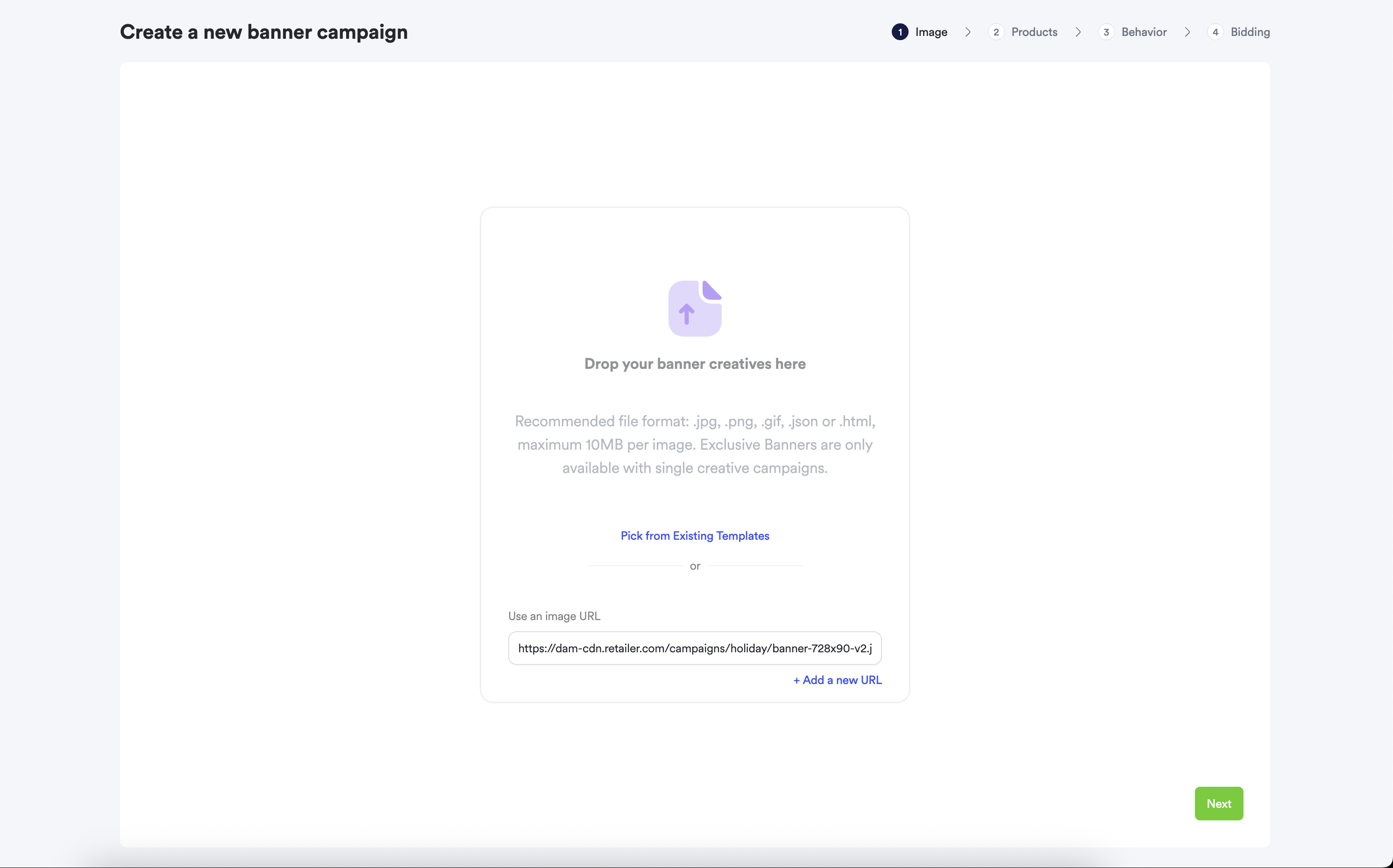 Start of the sponsored brands template creation