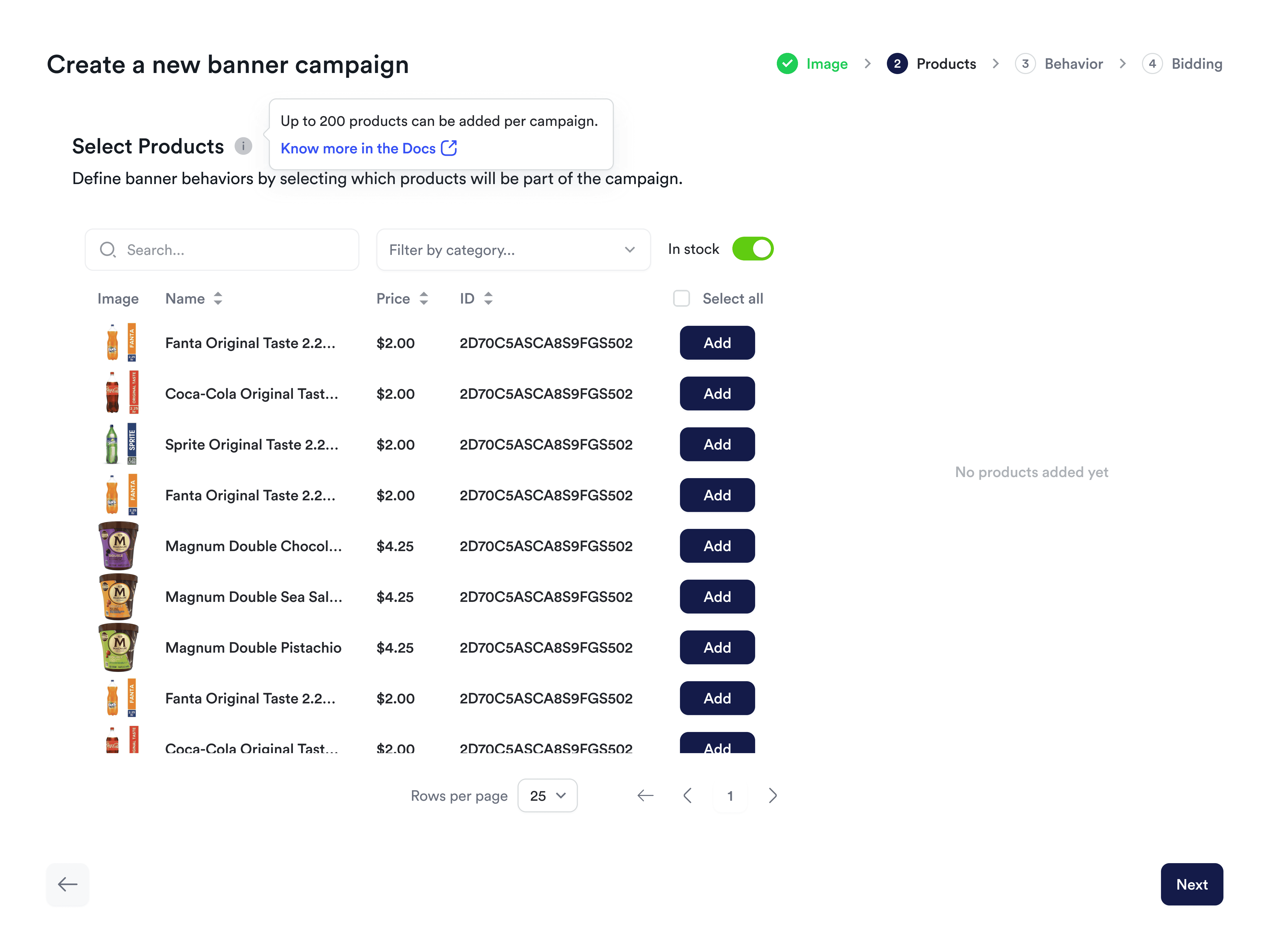 Screenshot of creating banner ads campaign.