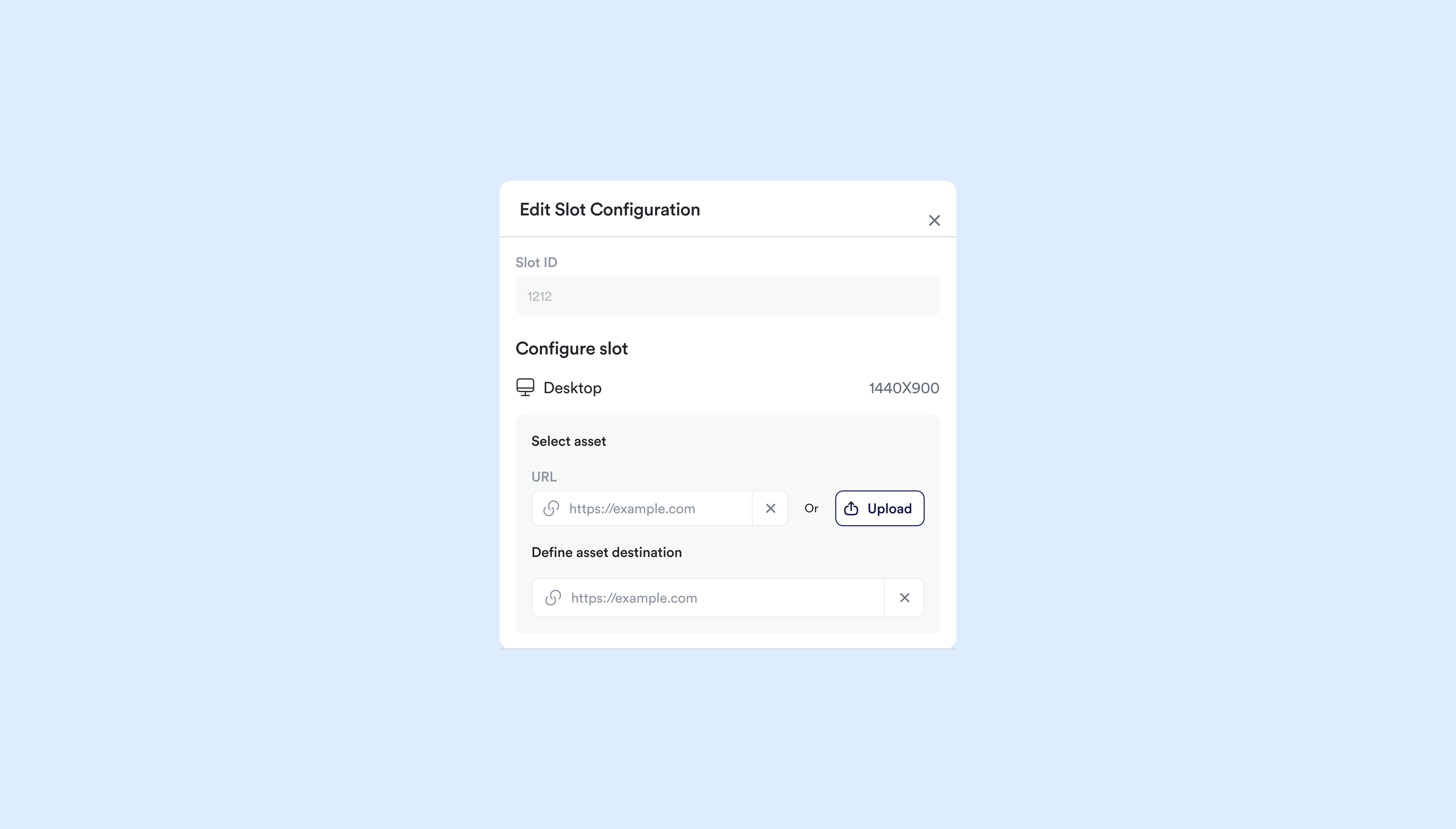 Banner fallback image upload interface