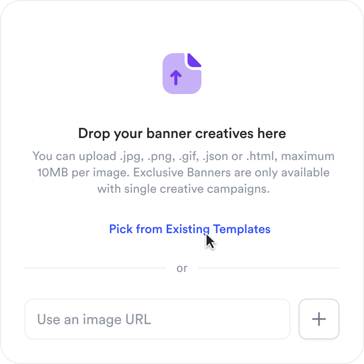 Screenshot of picking an existing template