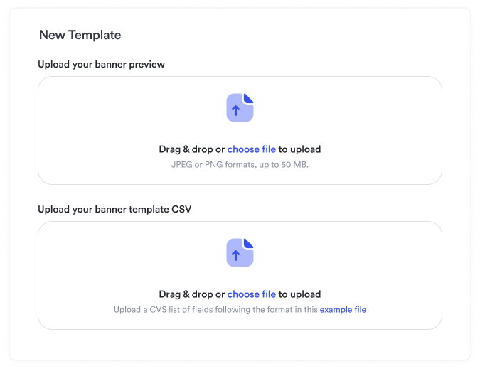 Screenshot of creating new template