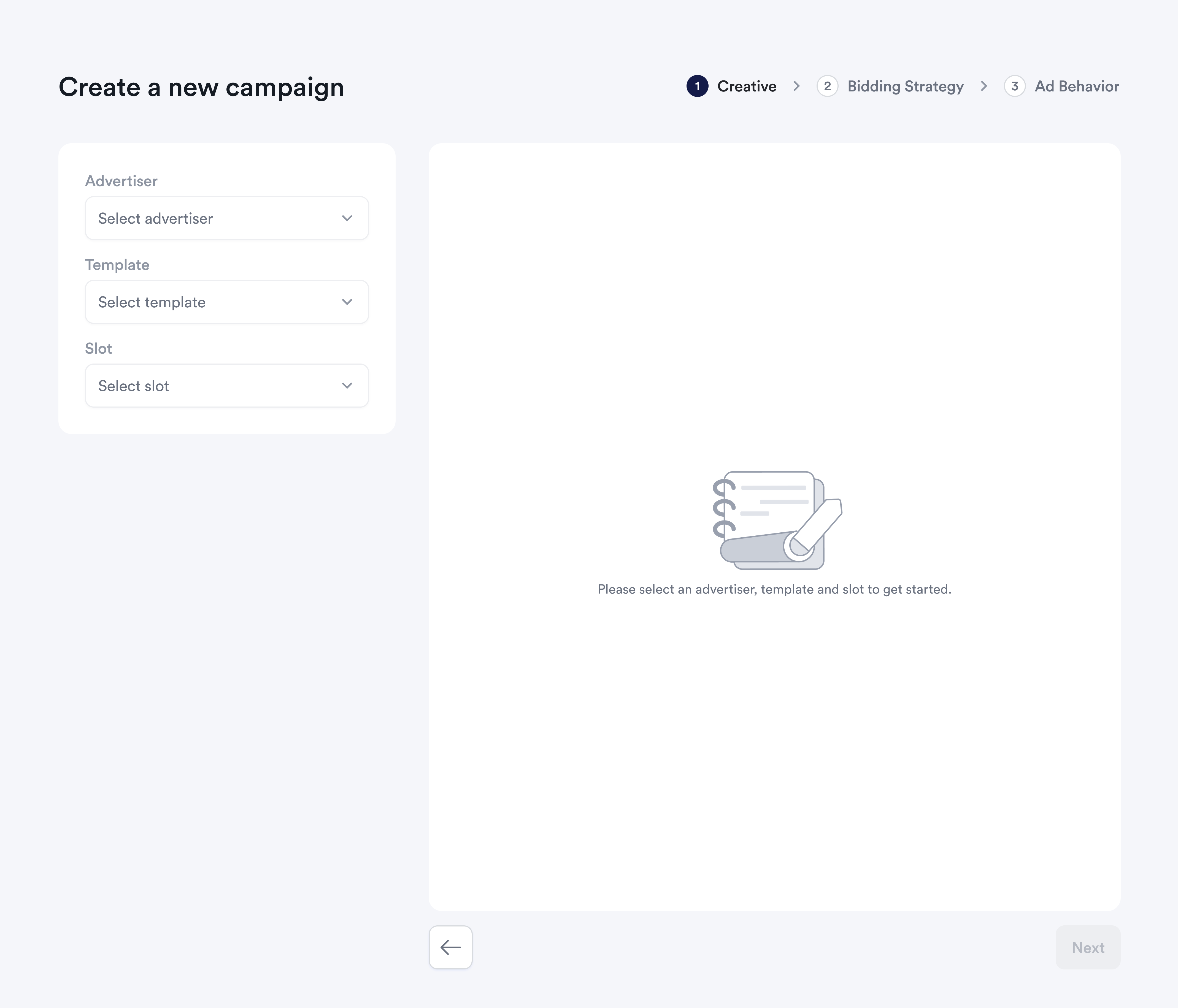 Screenshot of sponsored brands template selection