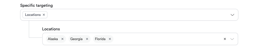 Sponsored Brands geolocation targeting interface