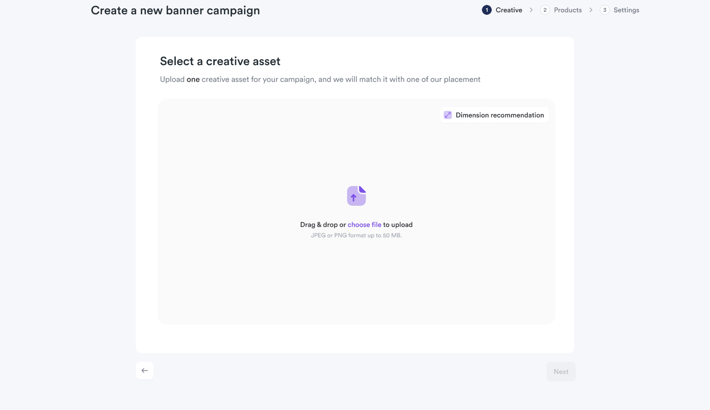 Step 2.1 of creating banners on Toppie