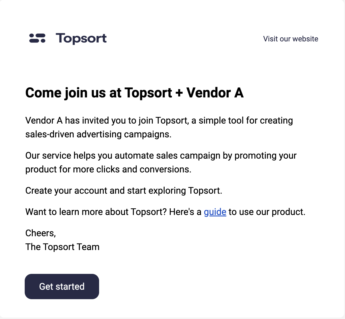 Vendor to vendor invite