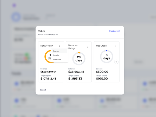 Vendor wallet top up